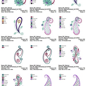 Mehndi Paisley 14 Different Filled Stitch Machine Embroidery Designs 5x7 6x10 image 3