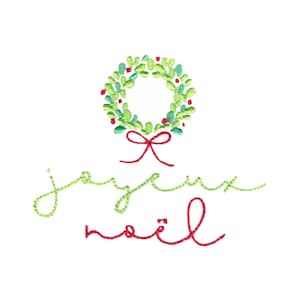 Joyeux Noel Embroidery Design - 4x4 5x7 6x10 8x8 Sizes Included - Christmas Embroidery Design, Christmas Saying Embroidery Design