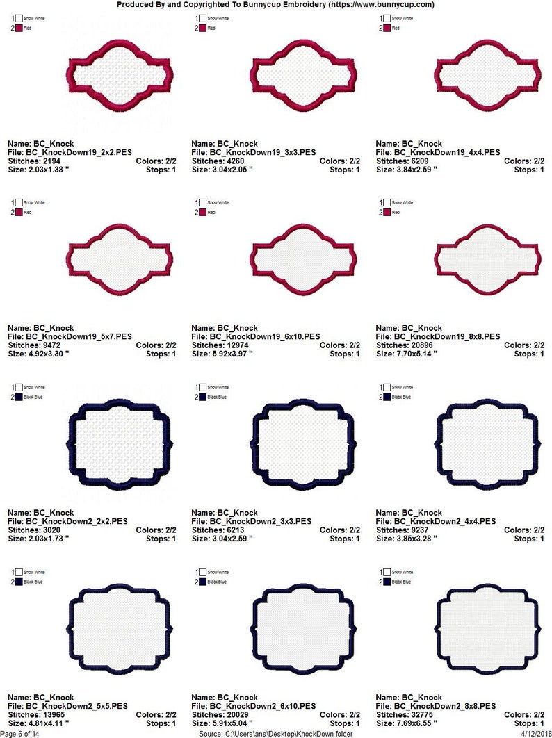 Knock Down 28 Machine Embroidery Designs 6 sizes image 7