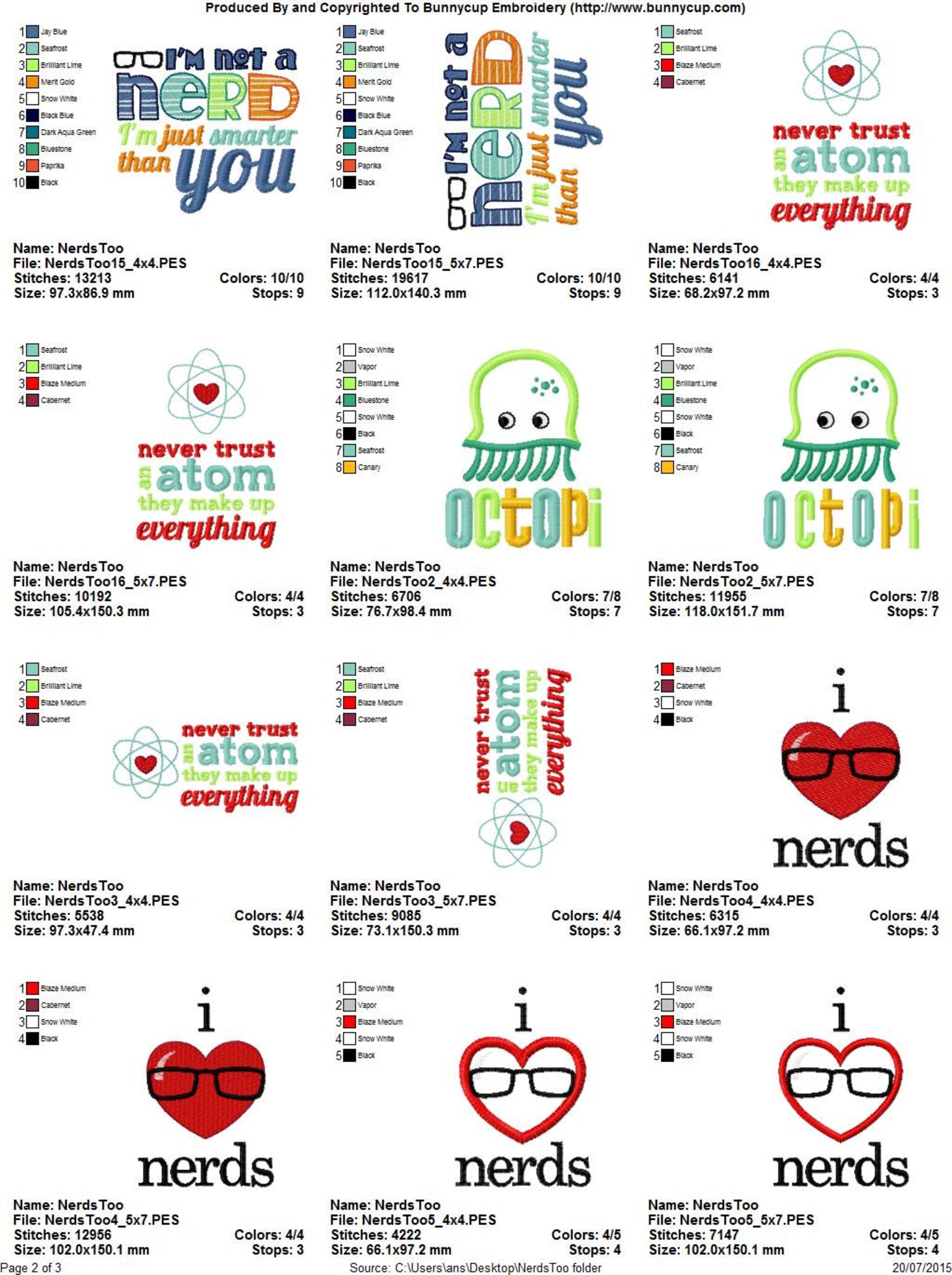 Nerds Too Machine Embroidery Designs 4x4 5x7 Etsy