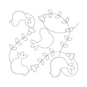 Birds and Flowers Quilt Block Embroidery Design - Multiple Sizes Included - E2E Quilt Block, Repeat Quilt Block, Edge-to-Edge Quilt Block