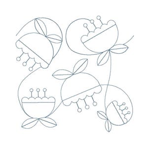 Folk Art Flowers Quilt Block - Digital Pantograph For Long Arm Quilting Machines - E2E Quilt Block, Folk Art Edge-to-Edge Quilt Block