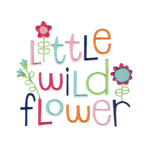 Wild Little Flower Embroidery Design - 4x4 5x7 6x10 8x8 Tailles incluses - Motif de broderie bébé fille, motif de broderie bébé