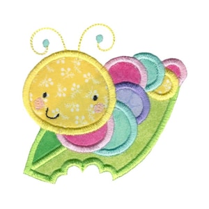 Applique Caterpillar Embroidery Design - 4x4 5x7 6x10 8x8 Sizes Included - Bug Embroidery Design, Applique Bug, Cute Bug Embroidery Design