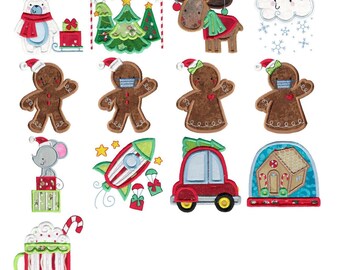 Jolly Holiday Applique Three - 13 Machine Embroidery Designs - Multiple Sizes Included - Christmas Embroidery Designs, Christmas Applique