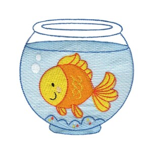 Pet Goldfish - Filled Stitch Machine Embroidery Design - 4x4 & 5x7 Sizes Included - Goldfish Embroidery Design, Pet Embroidery Design