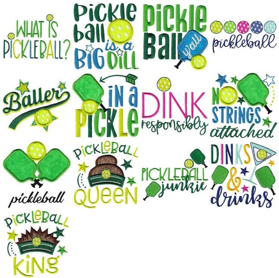 Pickleball Sayings 13 Machine Embroidery Designs Multiple Etsy Canada