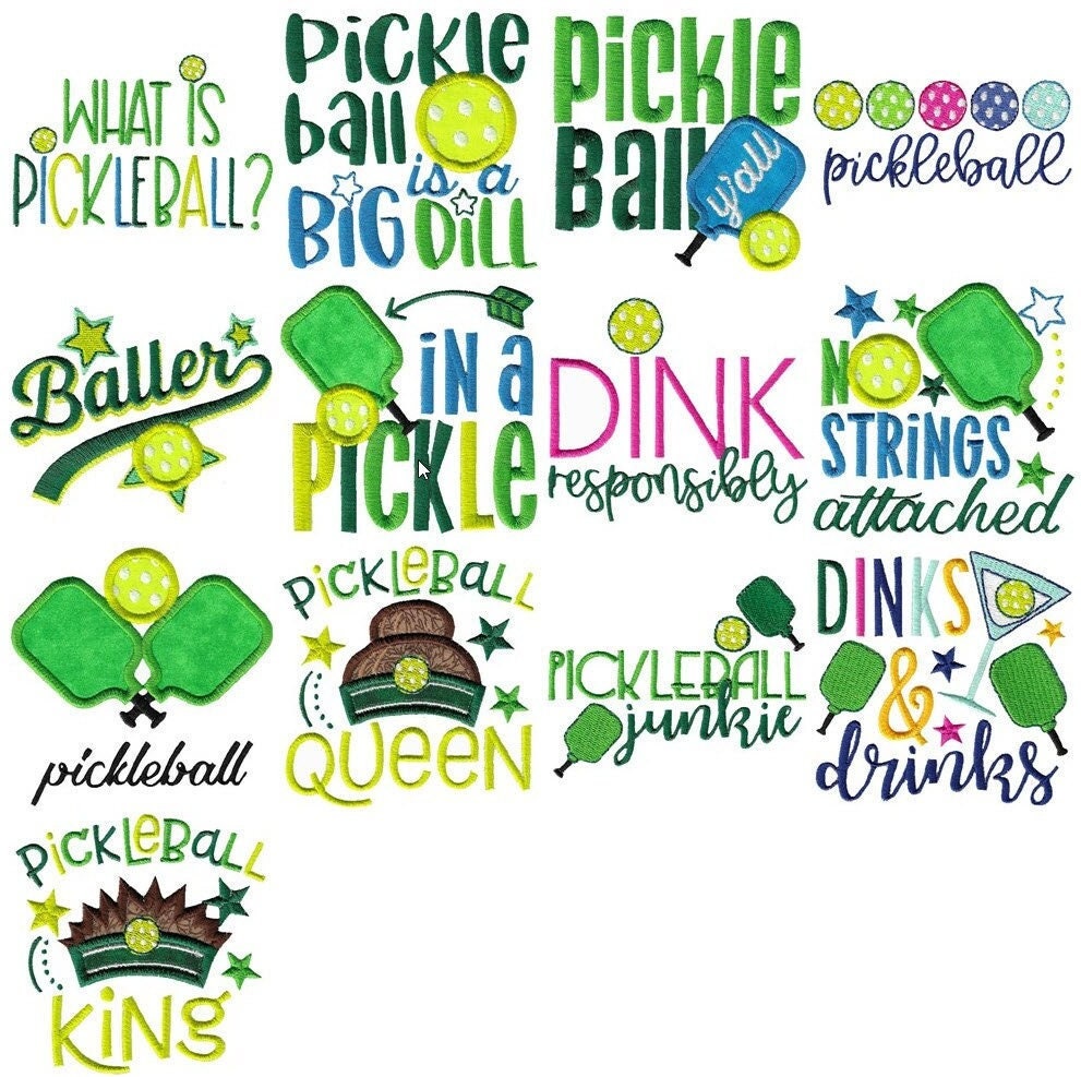 Pickleball Sayings 13 Machine Embroidery Designs Multiple Etsy
