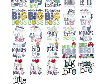 My Brother - 26 Machine Embroidery Designs - 4x4 5x7 Inch Hoop Sizes - Brother Embroidery Designs, Children's Embroidery Designs