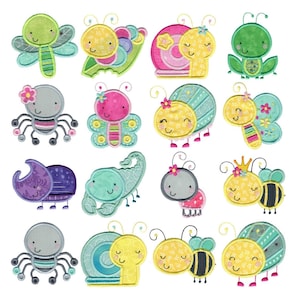 Cuddle Bug Too Applique - 16 Machine Embroidery Designs - 4x4 5x7 6x10 8x8 Sizes Included - Cute Bug Embroidery Designs