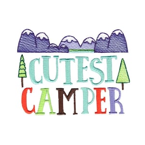 Cutest Camper Embroidery Design - 4x4 5x7 6x10 Sizes - Summer Camp Embroidery Design, Camping Embroidery Design, Vacation Embroidery Design