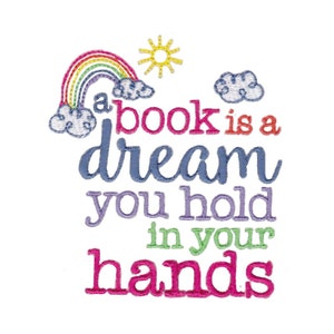 Childrens Library Sentiments Design 7 Filled Stitch Machine Embroidery Design 4x4 5x7 6x10