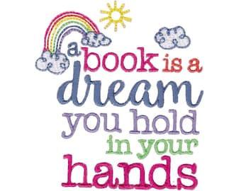 Childrens Library Sentiments Design 7 Filled Stitch Machine Embroidery Design 4x4 5x7 6x10