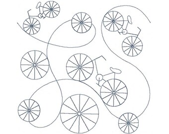 Cycling Quilt Block - Digital Pantograph For Long Arm Quilting Machines - E2E Quilt Block, Sports Edge-to-Edge Quilt Block
