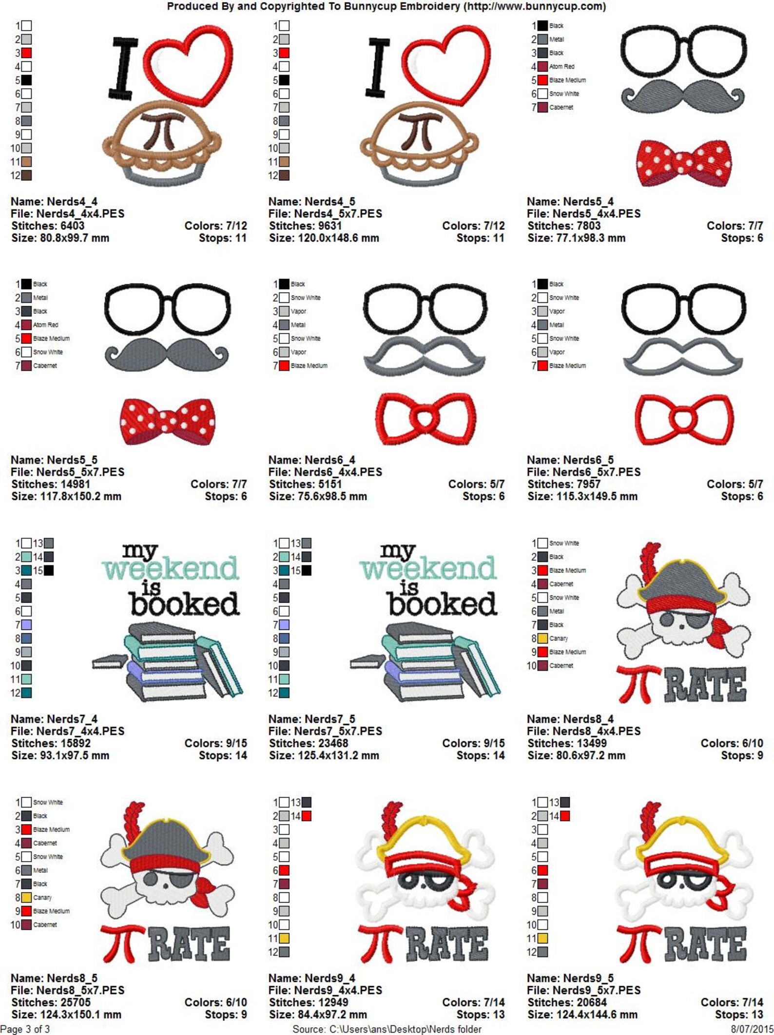 Nerds Machine Embroidery Designs 4x4 5x7 Etsy