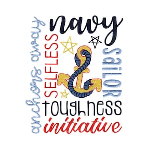 Navy Subway Art - Machine Embroidery Design - 5x7 6x10 8x8 Sizes Included - Navy Embroidery Design, Occupation Embroidery Design