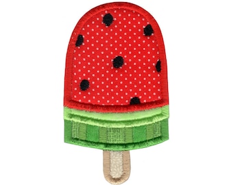Wassermelonen-Eis am Stiel-Applikations-Stickmuster – 4 x 4 5 x 7 6 x 10 8 x 8 Größen enthalten – Applikation Wassermelonen-Stickmuster