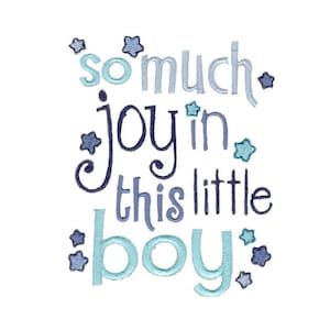 So Much Joy In This Little Boy - Machine Embroidery Design - 4x4 5x7 Sizes - Baby Boy Embroidery Design, Baby Saying Embroidery Design