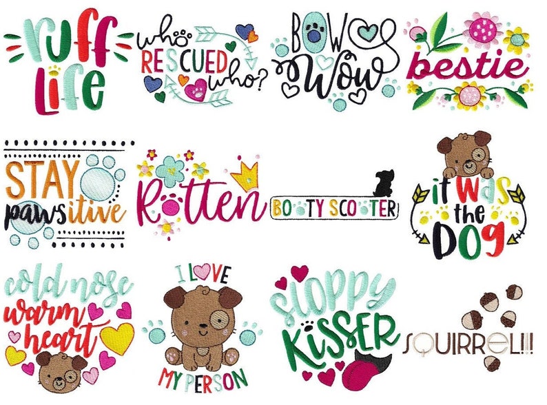 Dog Sayings 12 Machine Embroidery Designs Multiple Sizes Etsy
