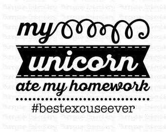clipart do my homework Teen Hashtags SVG 2 - Clipart and SVG File - Personal and Small Business Use - My Unicorn Ate My Homework #bestexcuseever svg, teenager svg