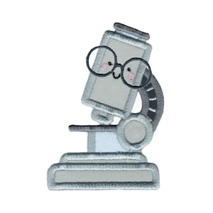 Applique Glasses Microscope Embroidery Design - 4x4 5x7 6x10 8x8 Sizes Included - School Applique, School Embroidery Design