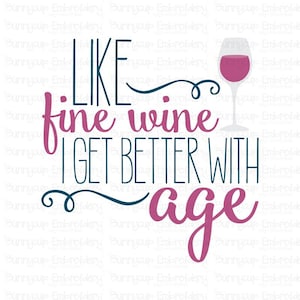 Grown Up Birthday - Like Fine Wine I Get Better With Age - Clipart and SVG - Personal and Small Business Use