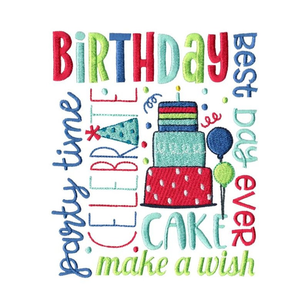 Birthday Subway Art - Machine Embroidery Design - 5x7 6x10 8x8 Sizes ...