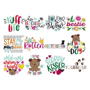Dog Sayings - 12 Machine Embroidery Designs - Multiple Sizes Included - Dog Sayings Embroidery Designs, Dog Embroidery Designs