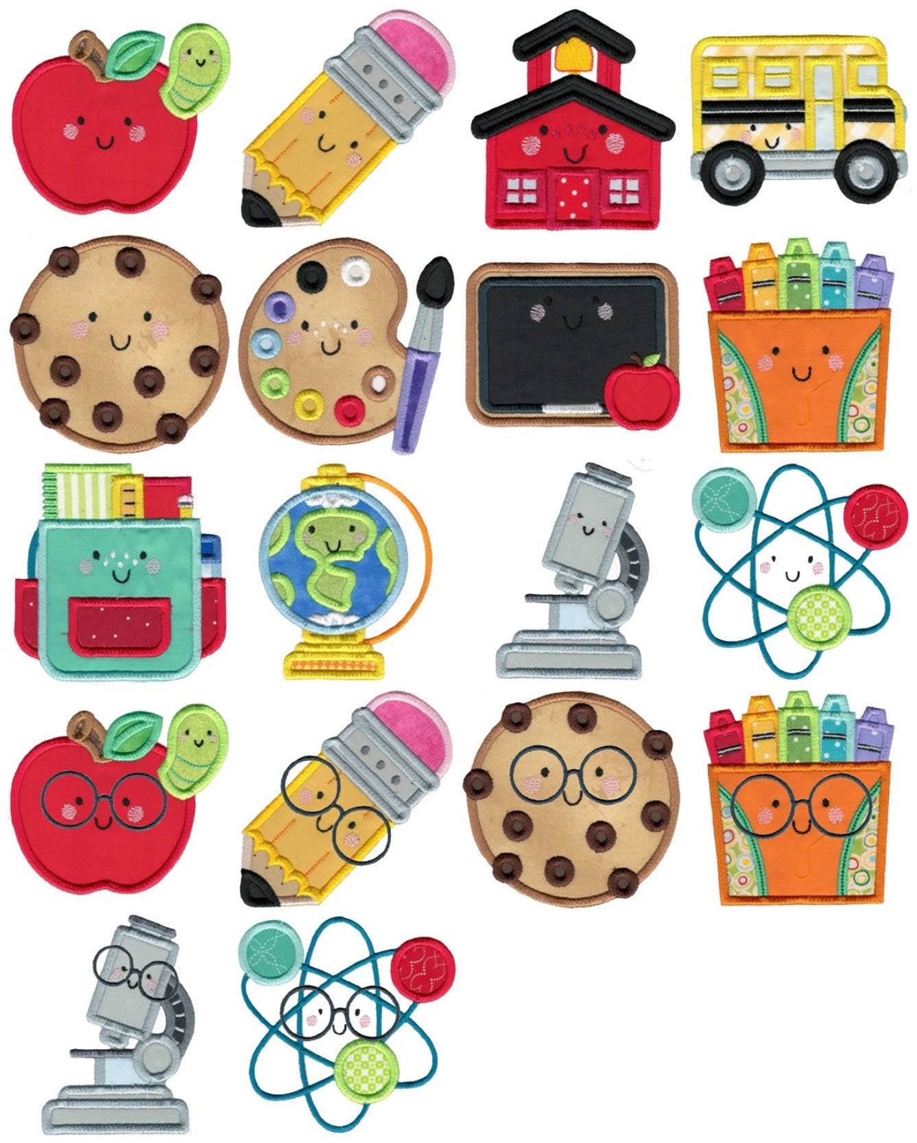 School Applique - 18 Machine Embroidery Designs - 4x4 5x7 6x10 8x8 Sizes Included - School Embroidery Designs