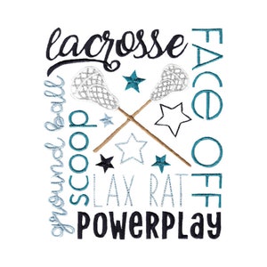Lacrosse Subway Art - Machine Embroidery Design - 5x7 6x10 8x8 Sizes Included - Lacrosse Embroidery Design, Coach Embroidery Design