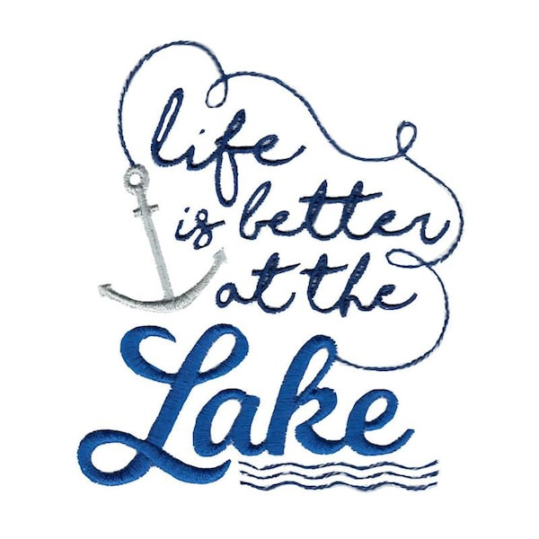 Lake House Design 1 - Filled Stitch Machine Embroidery Design - 4x4 & 5x7 - Life Is Better At The Lake Embroidery Design