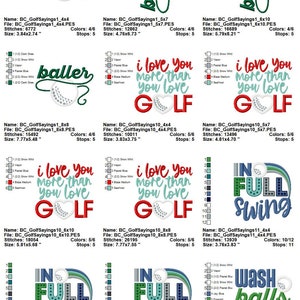 Golf Sayings 12 Machine Embroidery Designs Multiple Sizes Included Golf Embroidery Designs, Sport Embroidery Designs image 2
