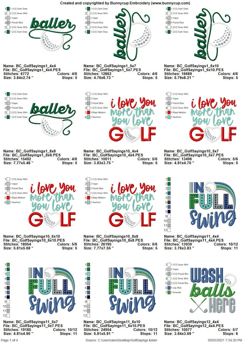 Golf Sayings 12 Machine Embroidery Designs Multiple Sizes Included Golf Embroidery Designs, Sport Embroidery Designs image 2