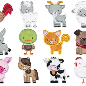 Boxy Farm Animals Applique - 12 Machine Embroidery Designs - 4x4 5x7 6x10 8x8 Sizes Included - Applique Farm Animals Embroidery Designs