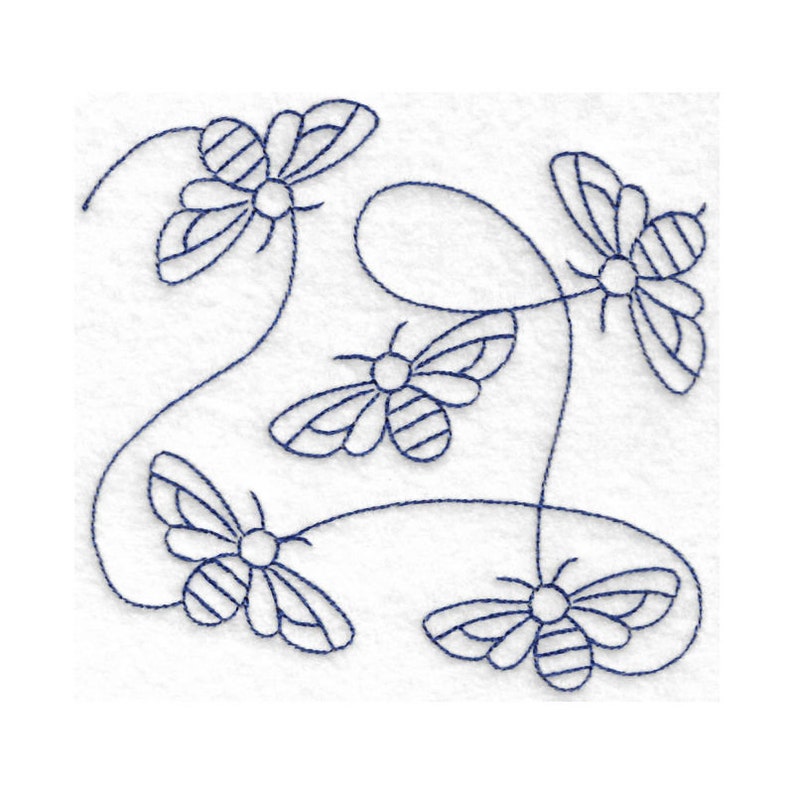 Bee Quilt Block Embroidery Design - Multiple Sizes Included - E2E Quilt Block, Repeat Quilt Block, Edge-to-Edge Quilt Block