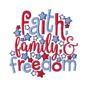 All American Three Design 6 Filled Stitch Machine Embroidery Design 4x4 5x7 6x10