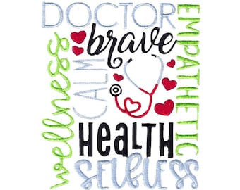Doctor Subway Art - Machine Embroidery Design - 5x7 6x10 8x8 Sizes Included - Doctor Embroidery Design, Occupation Embroidery Design