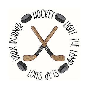 Hockey Circle Machine Embroidery Design - 4x4 5x7 6x10 8x8 Sizes Included - Hockey Embroidery Design