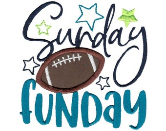 Sunday Funday - Machine Embroidery Design - 4x4 5x7 6x10 Sizes Included - Football Saying Embroidery Design, Football Embroidery Design