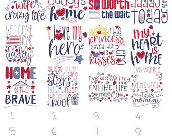 Daddy's Homecoming Embroidery Designs – Military Welcome Home - Multiple Sizes (Digital Download)