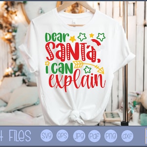 Caro Babbo Natale posso spiegare SVG - Uso personale e aziendale - Natale dicendo Svg, Natale SVG, Grafica di Natale, Design di Natale