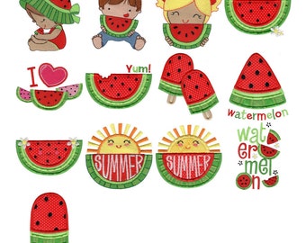 Watermelon Delight - 13 Stickmuster für die Maschine - mehrere Größen inklusive