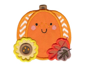 Applique Pumpkin Embroidery Design - 4x4 5x7 6x10 8x8 Sizes Included - Thanksgiving Applique, Thanksgiving Embroidery, Pumpkin Applique