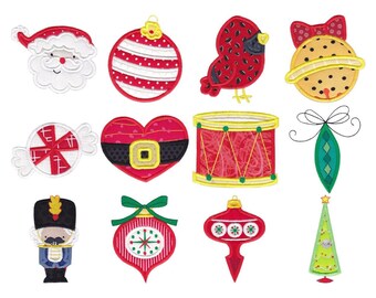 Christmas Applique Too - 12 Machine Embroidery Designs - 4x4 5x7 6x10 8x8 Inch Hoop Sizes - Applique Christmas Embroidery Designs