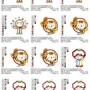 Circus Applique - 13 Machine Embroidery Designs - 4x4 5x7 6x10 8x8 Inch ...