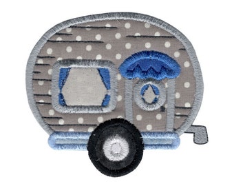 Appliqué camper - machineborduurontwerp - 4 x 4 5 x 7 6 x 10 8 x 8 maten inbegrepen - appliqué campingborduurontwerp, appliqué camper