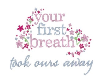 Baby Girl Sentiments Too Design 3 Filled Stitch Machine Embroidery Design 4x4 5x7