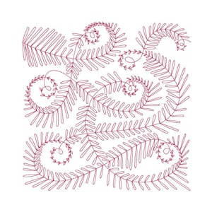 Fern Quilt Block Embroidery Design - Multiple Sizes Included - E2E Quilt Block, Continuous Line Quilt Block, Edge-to-Edge Quilt Block
