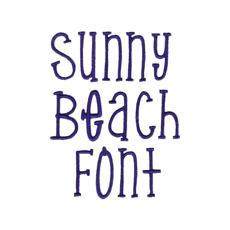 Sunny Beach Machine Embroidery Font 1 125 15 175 2 Inch Sizes Include Bx Files Included