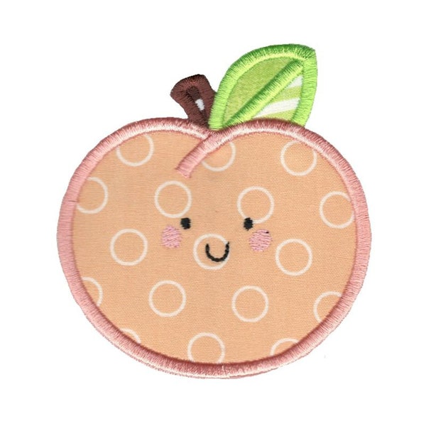 Applique Peach Embroidery Design - 4x4 5x7 6x10 8x8 Sizes Included - Food Applique, Food Embroidery Design, Applique Fruit